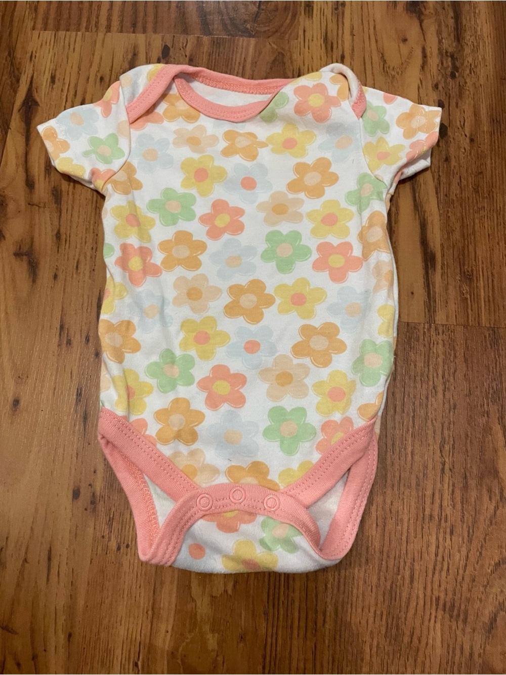 chick pea Boho Peach-Trim Pastel Floral Baby One-Piece